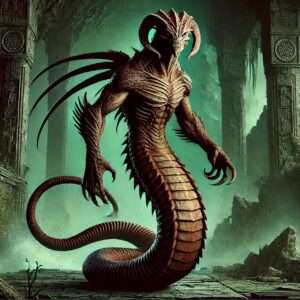 a serpent like creature with a long tail and wings